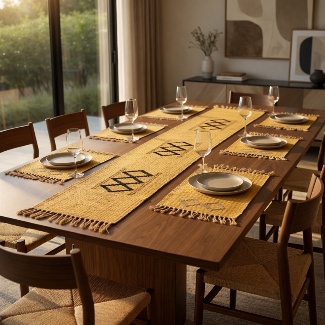 Pack Chemin de Table & Sets de Table Noir et Gris