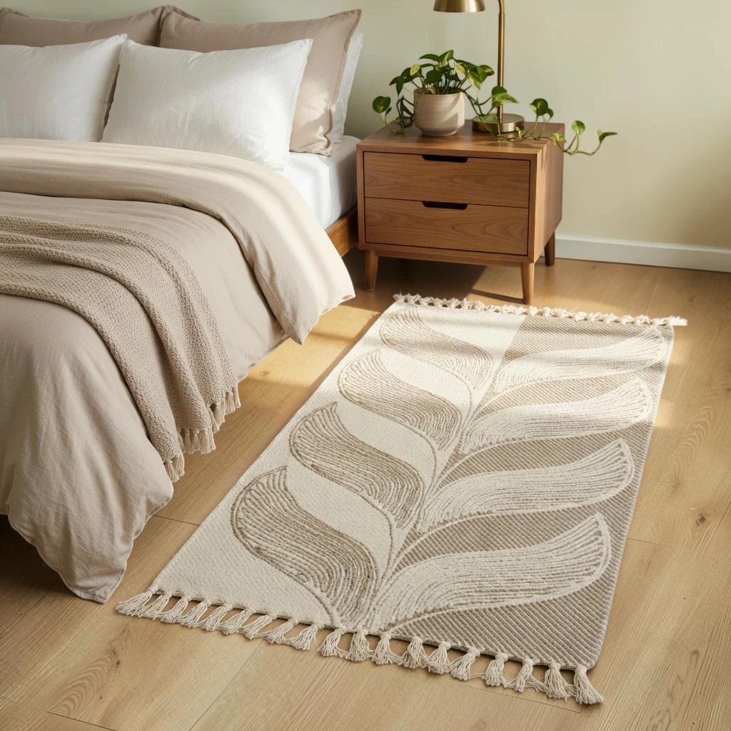 FEUILLE Descente De Lit - Beige