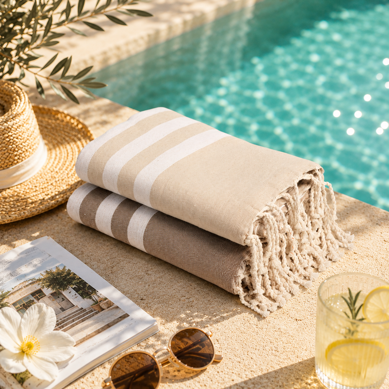 Fouta Éponge Bahja 200 x 100 cm En Coton - La Perle de la Plage