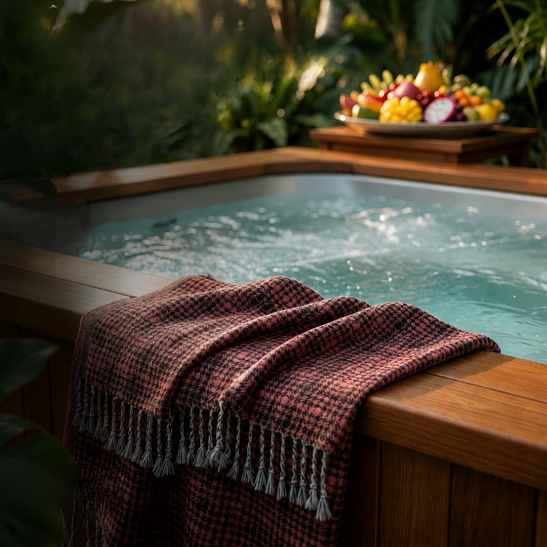 Fouta Jacquard Rose Chiné – Image 4