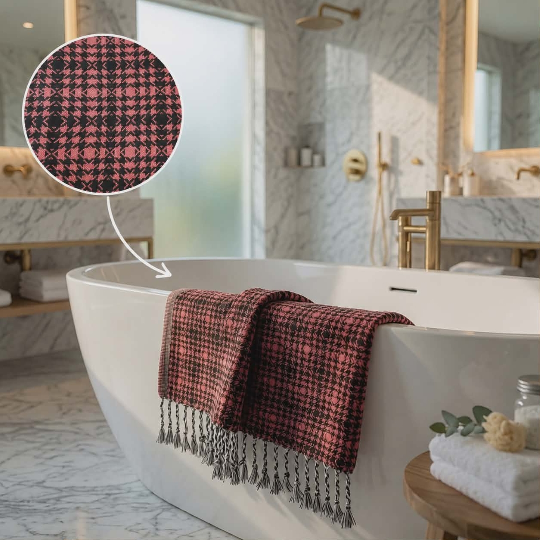 Fouta Jacquard Rose Chiné – Image 3