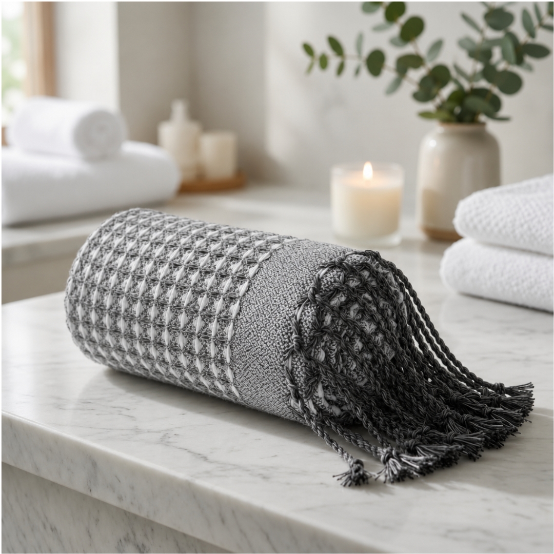 Fouta Gaufrée Gris – Élégance Intemporelle et Confort au Quotidien – Image 10