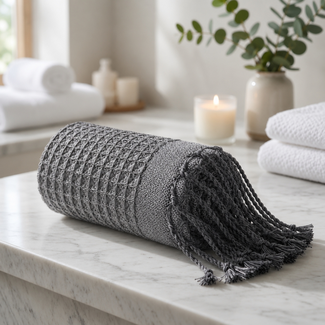 Fouta Gaufrée Gris – Élégance Intemporelle et Confort au Quotidien – Image 7