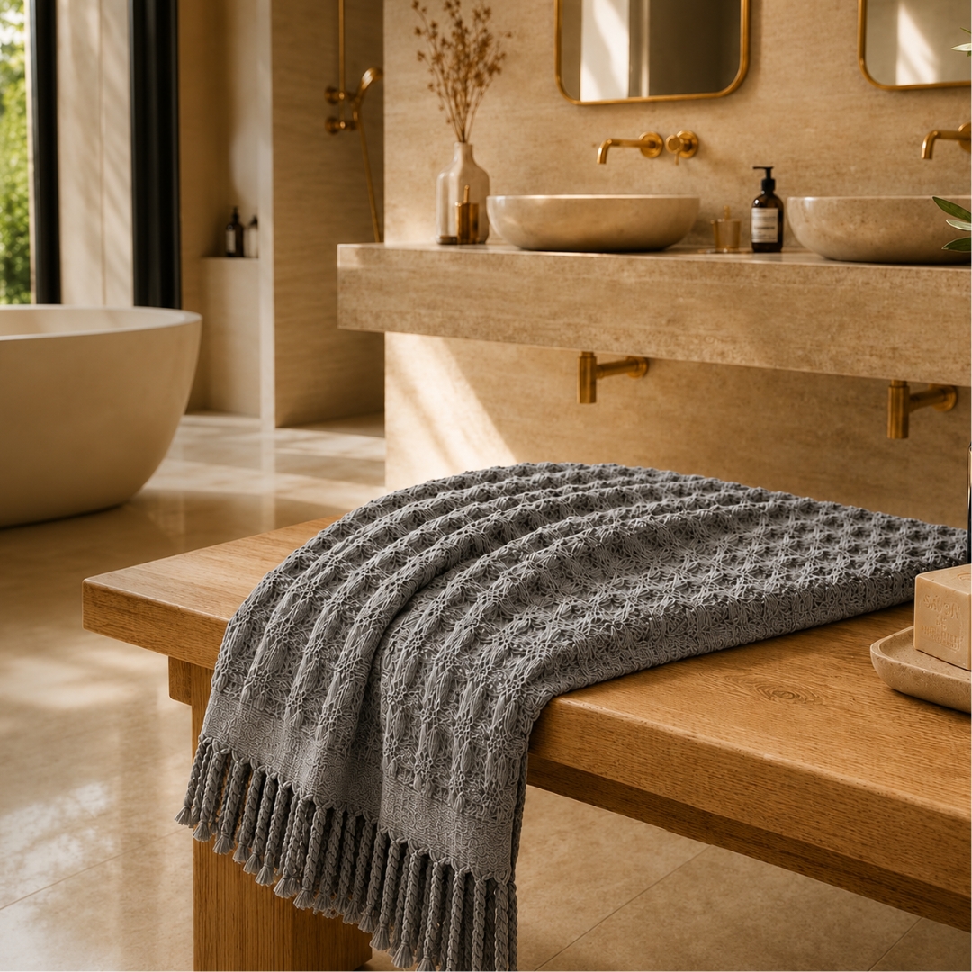 Fouta Gaufrée Gris – Élégance Intemporelle et Confort au Quotidien – Image 6