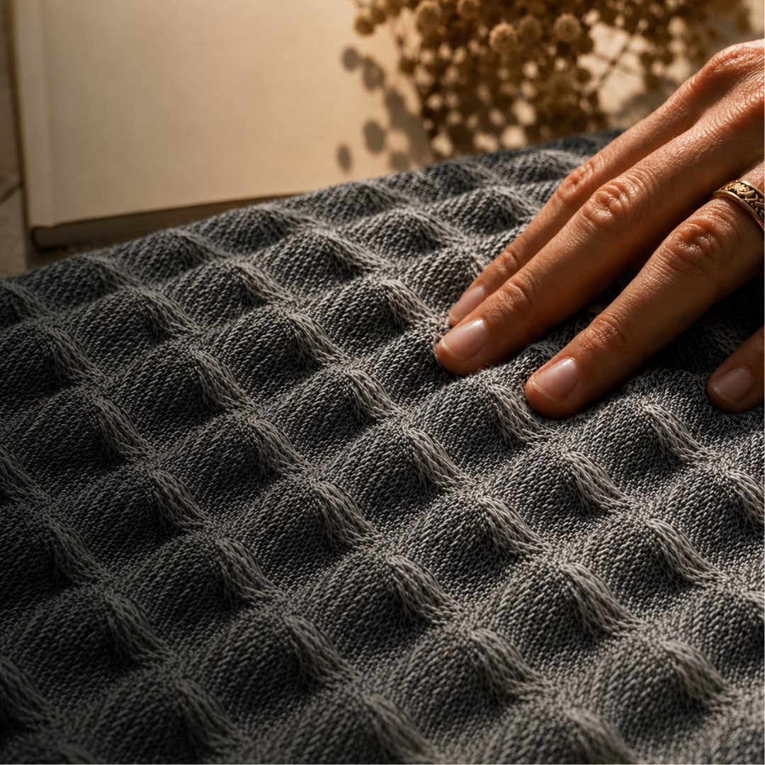 Fouta Gaufrée Gris – Élégance Intemporelle et Confort au Quotidien – Image 5