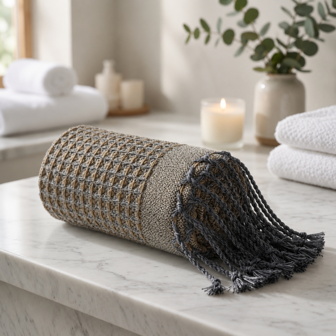 Fouta Gaufrée Gris – Élégance Intemporelle et Confort au Quotidien – Image 4