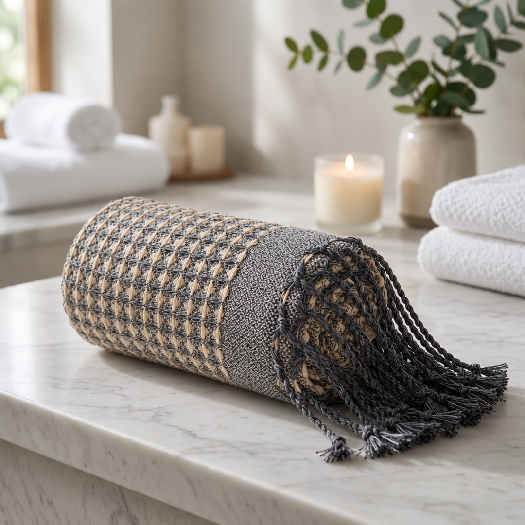 Fouta Gaufrée Beige – Élégance Naturelle et Confort au Quotidien