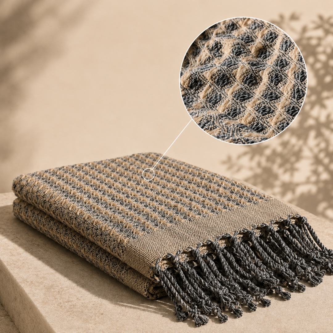 Fouta Gaufrée Beige – Élégance Naturelle et Confort au Quotidien