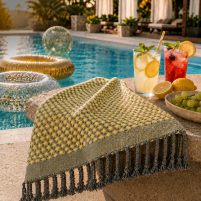 Fouta Gaufrée Jaune Citron – Fraîcheur et Élégance au Quotidien