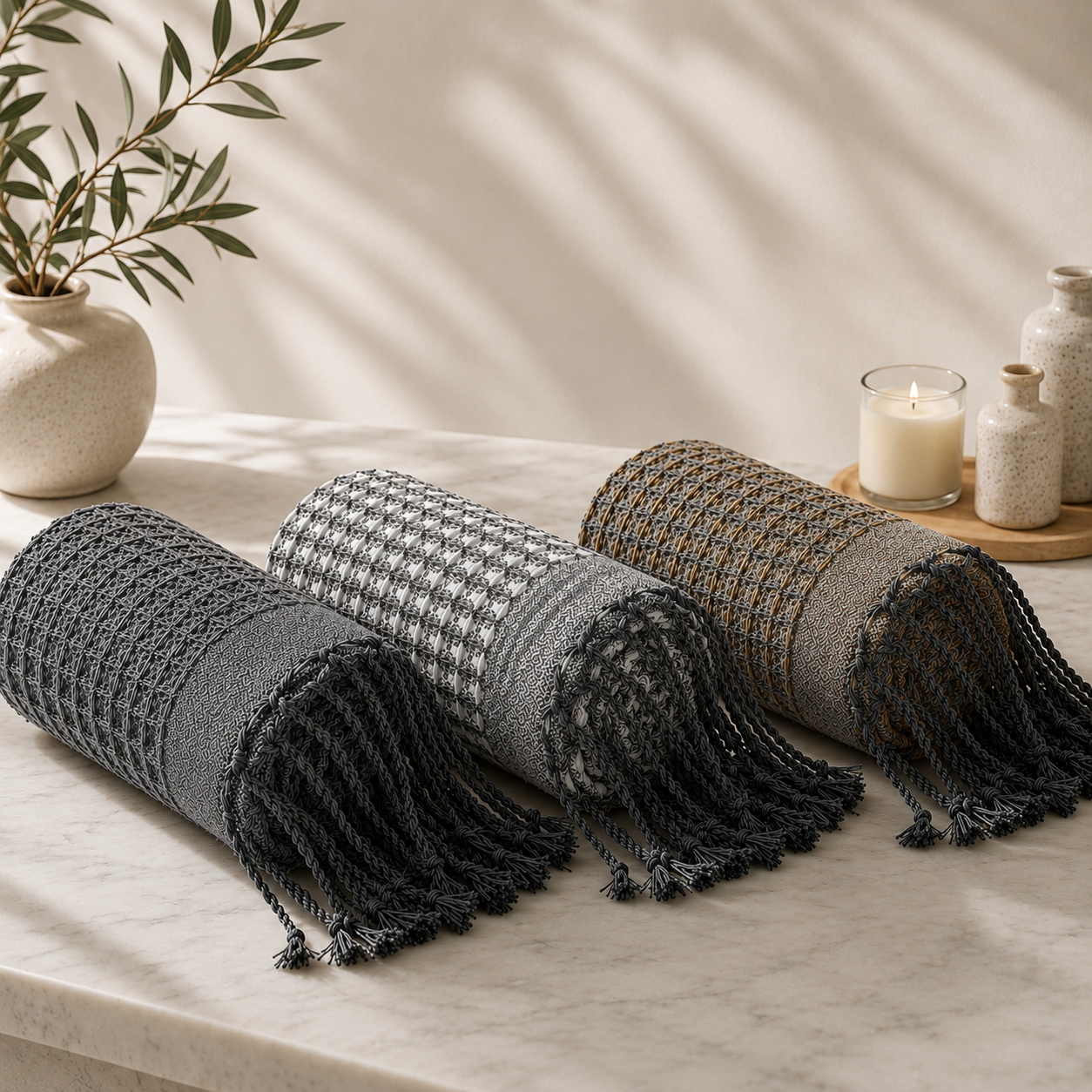Fouta Gaufrée Gris – Élégance Intemporelle et Confort au Quotidien