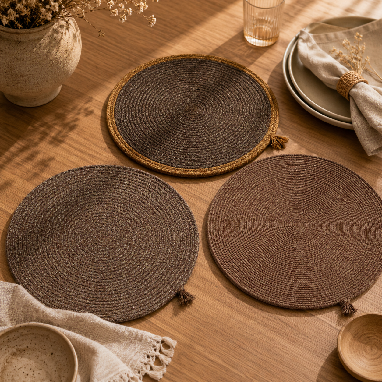Sous-plat TAVOLA Foncé – Sous-plat Rond Tissé