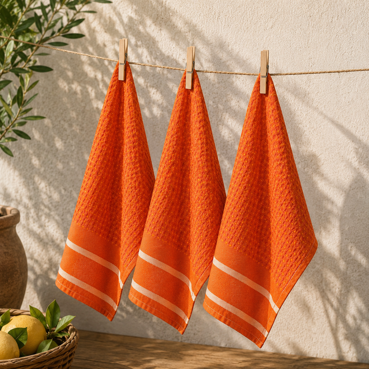 Pack de 6 Serviettes de Table ORANGE VIBRANT – 100% Coton