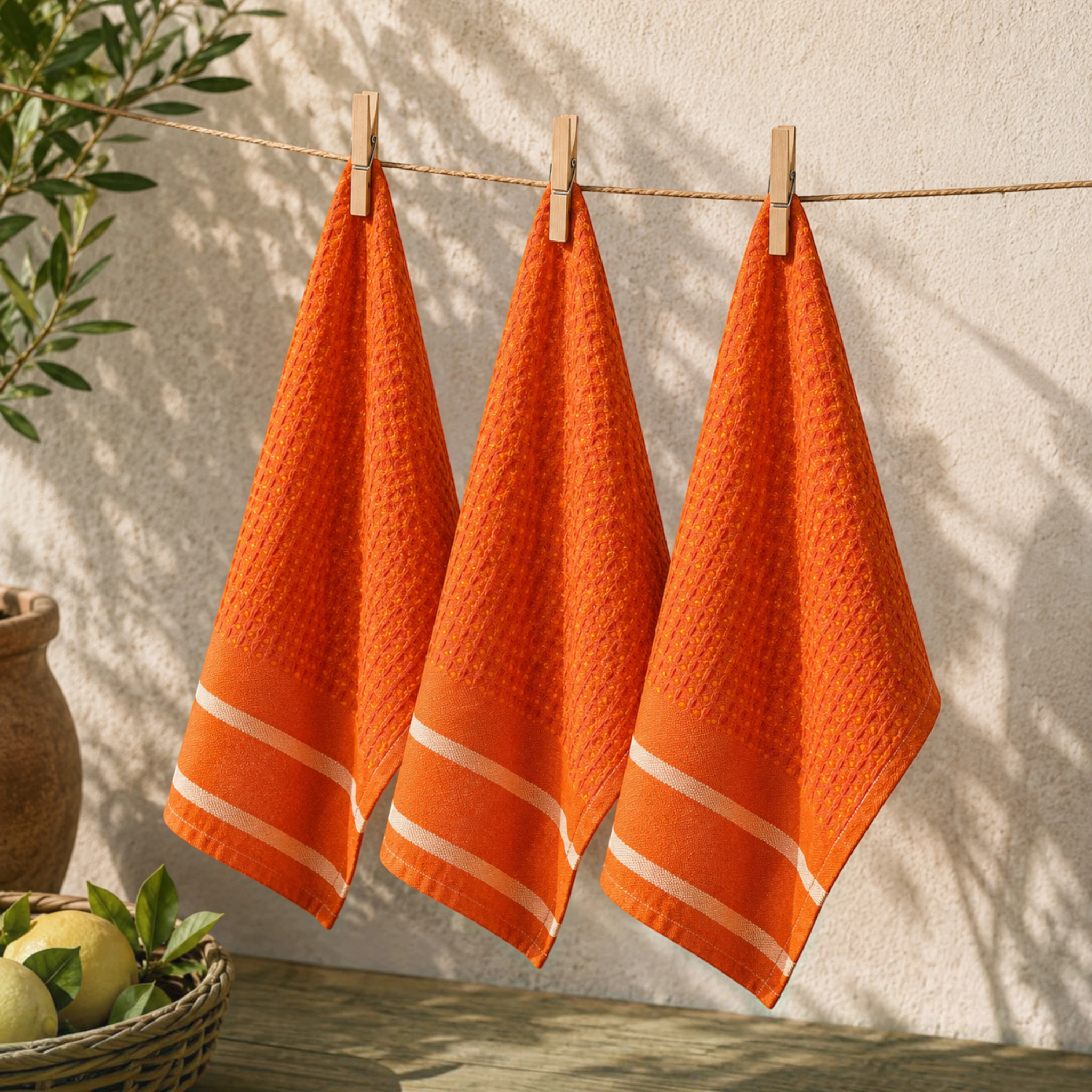 Pack de 6 Serviettes de Table ORANGE VIBRANT – 100% Coton