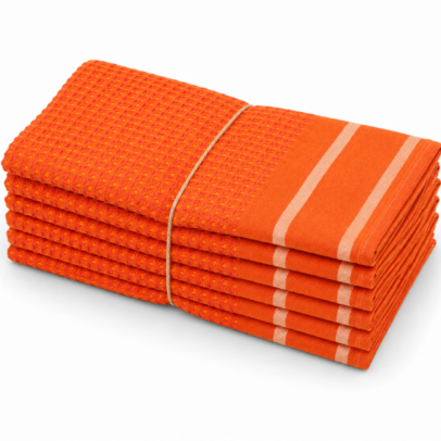Pack de 6 Serviettes de Table ORANGE VIBRANT – 100% Coton