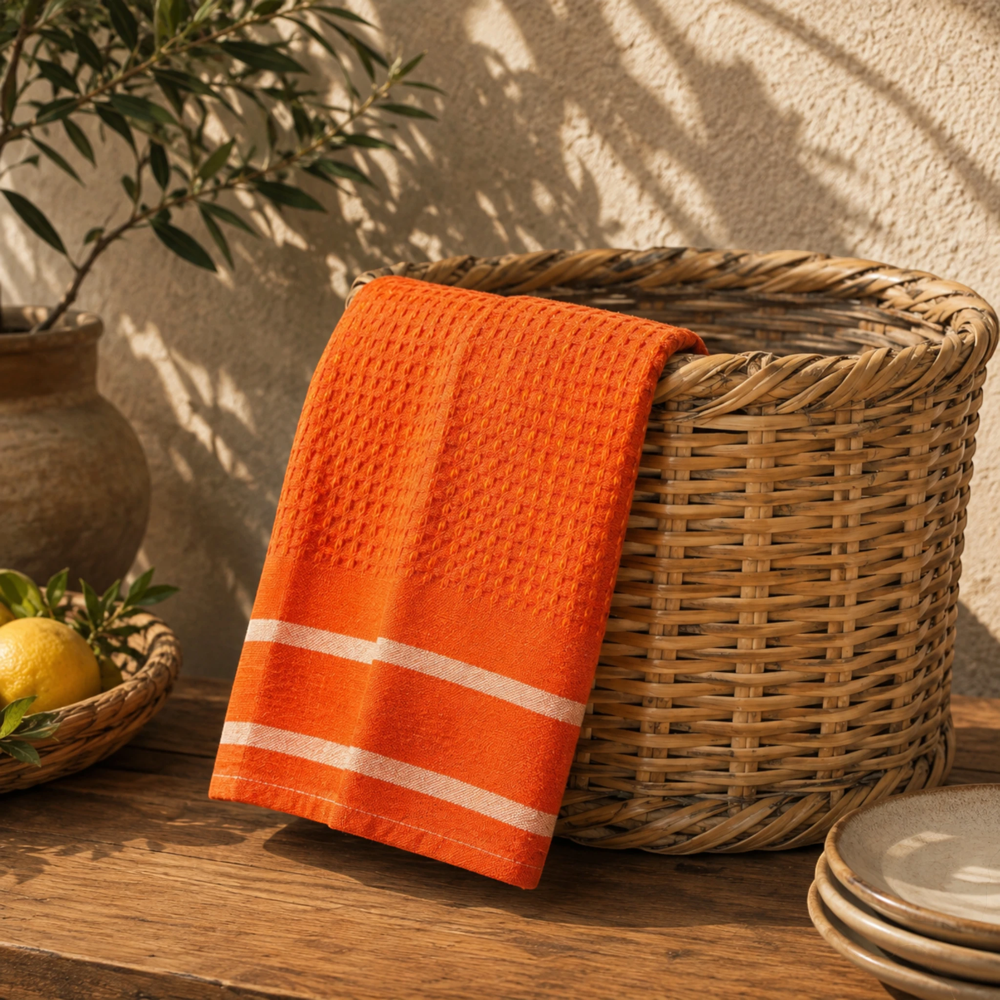 Pack de 6 Serviettes de Table ORANGE VIBRANT – 100% Coton 2