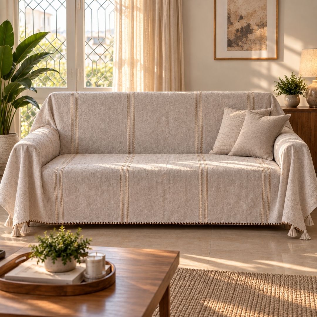 Jeté & Nappe HARMONIE – 100 % Coton Fait Main 300 × 140 cm | TysandCo