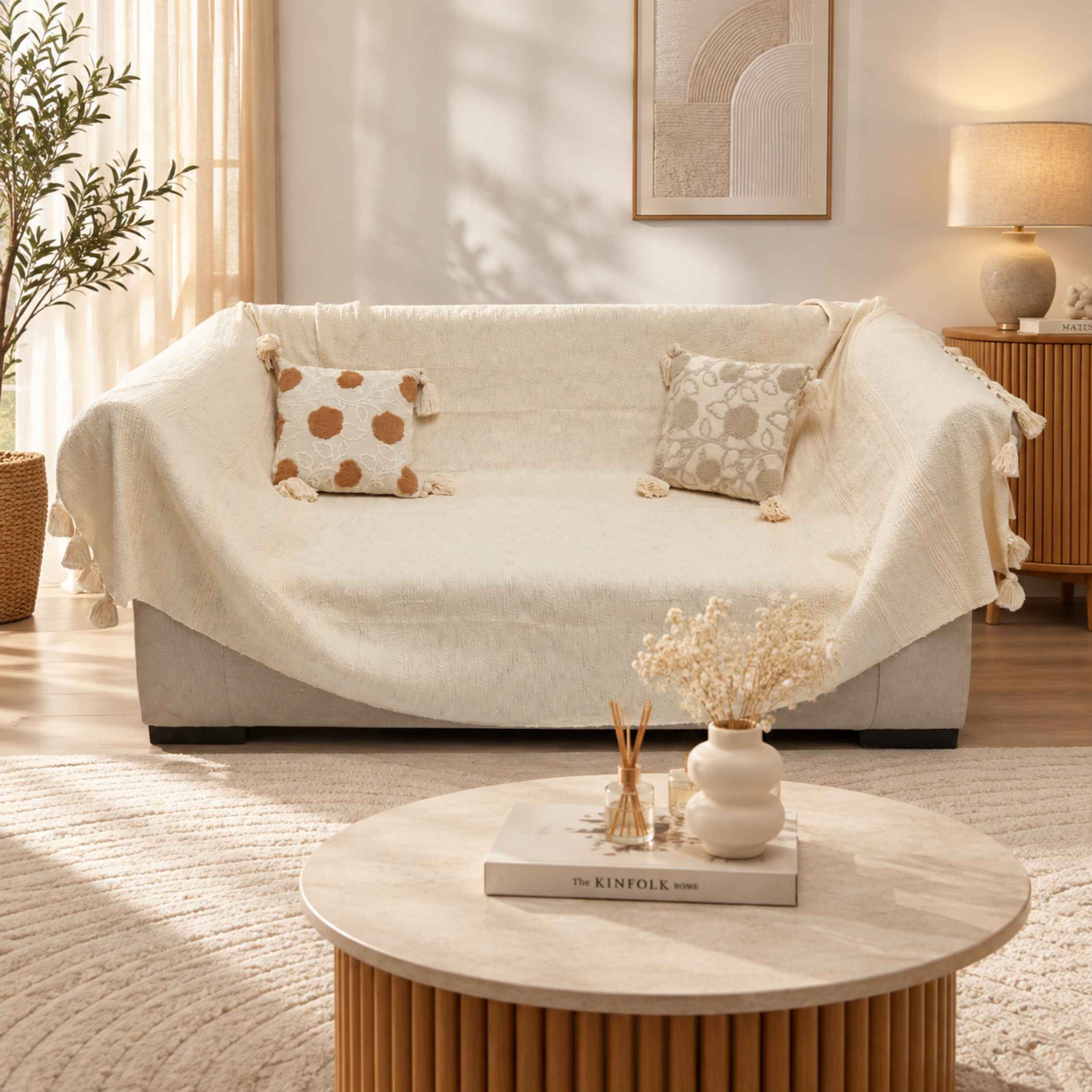 Jeté & Nappe DOUCEUR – 100 % Coton Fait Main 250 × 150 cm | TysandCo