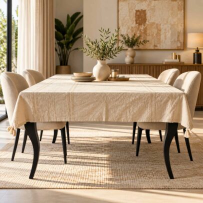 Jeté & Nappe DOUCEUR – 100 % Coton Fait Main 250 × 150 cm | TysandCo