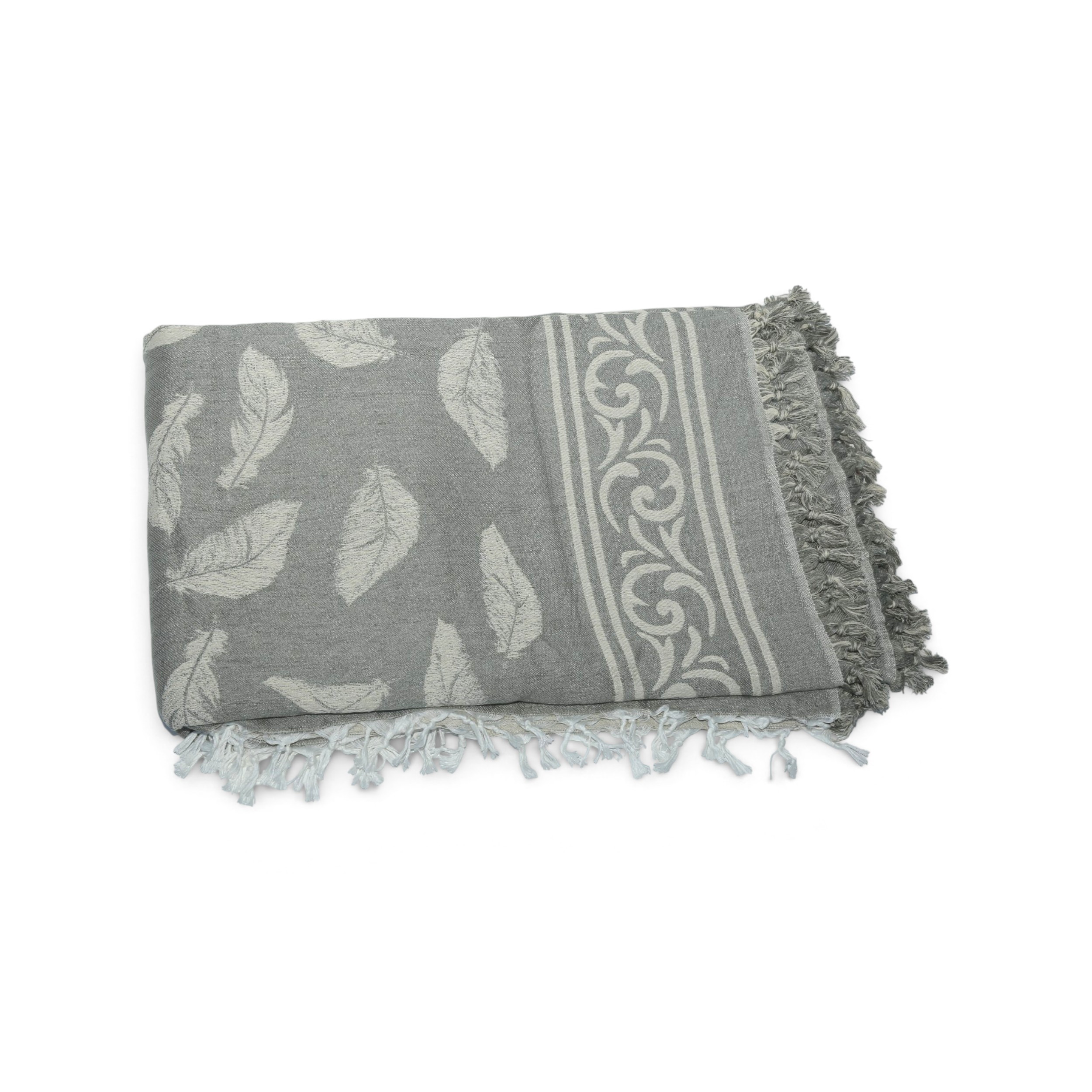 jeté Feuillage Élégance – Gris