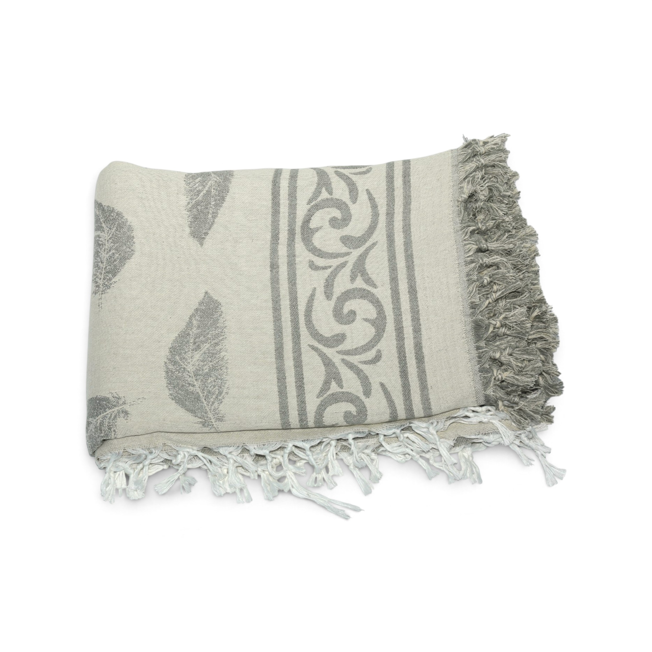 jeté Feuillage Élégance – Gris