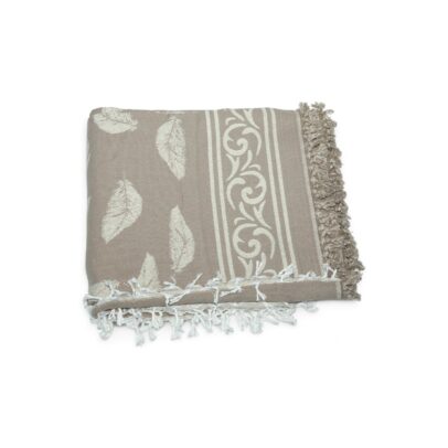 Jeté Feuillage Élégance – Taupe | TysandCo