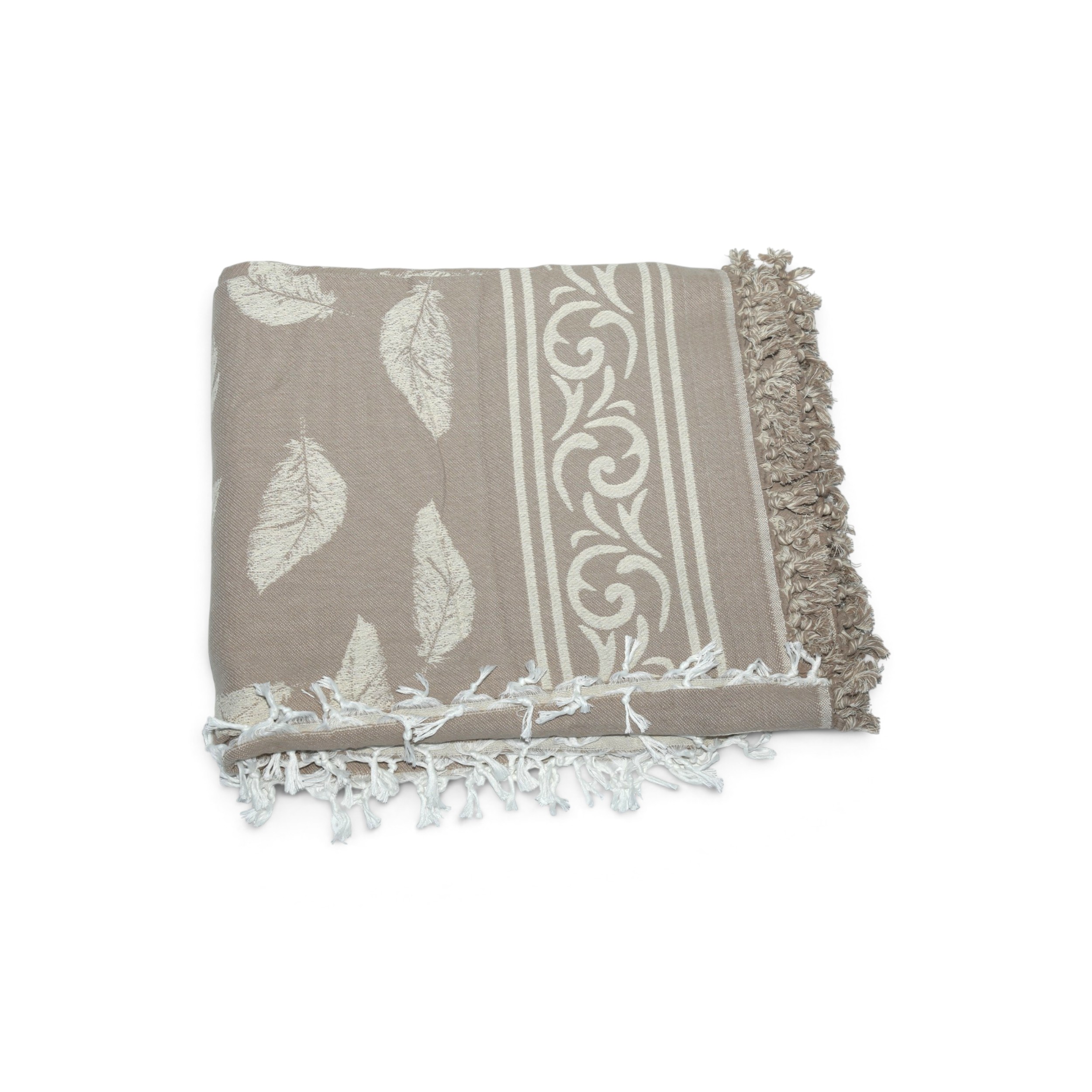 Jeté Feuillage Élégance – Taupe | TysandCo