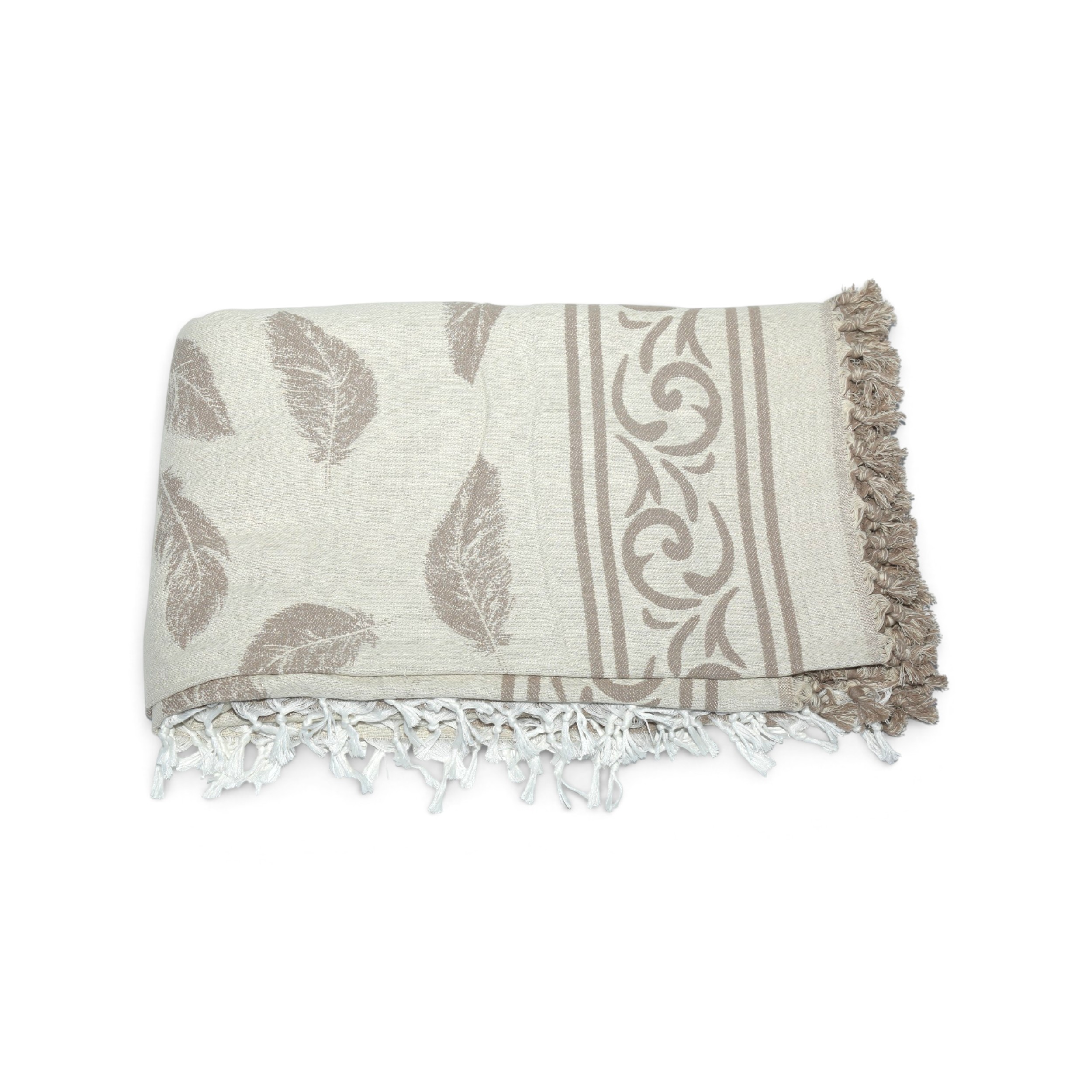 Jeté Feuillage Élégance – Taupe | TysandCo
