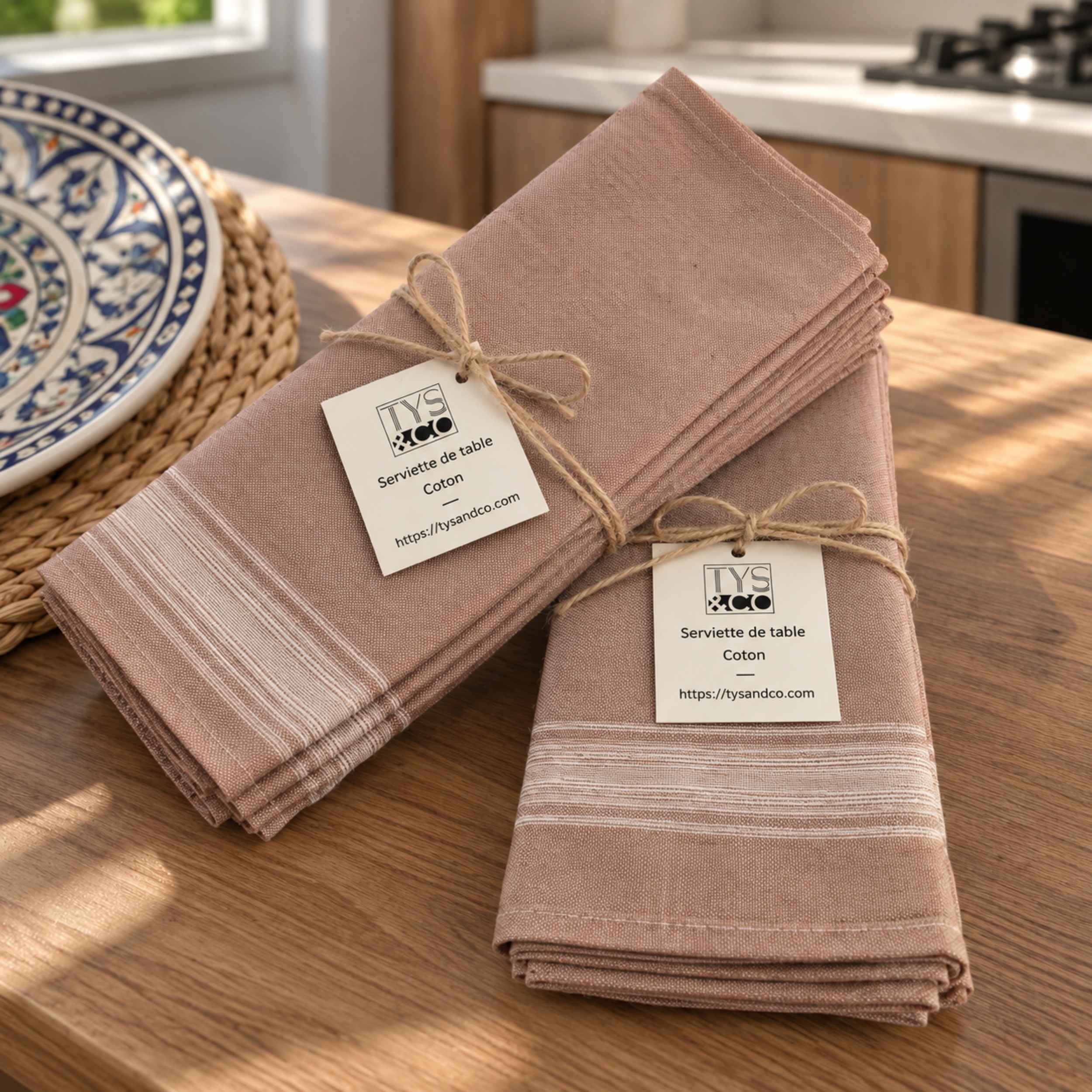 Serviette de Table Héritage – Coton Brun Cacao | TysandCo