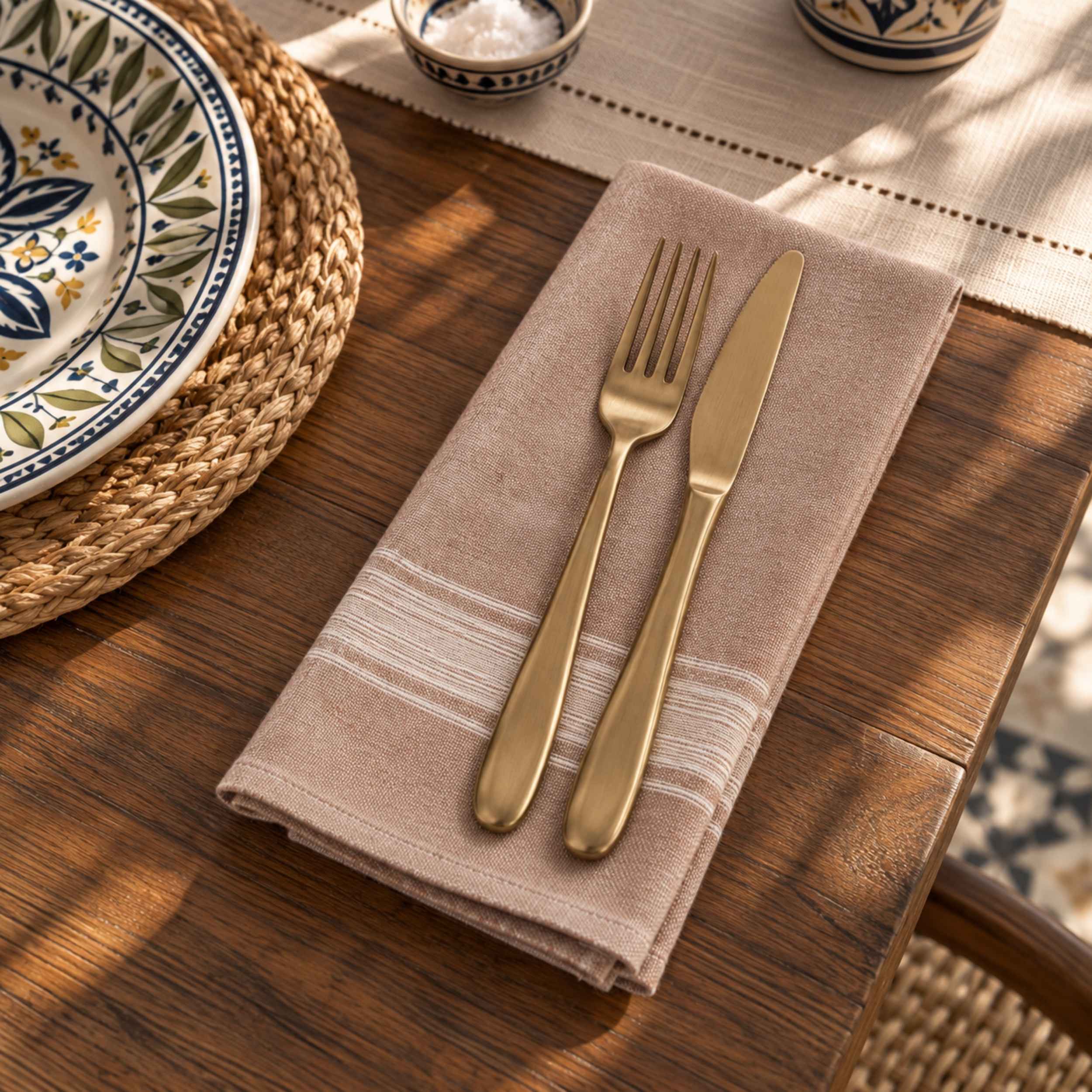 Serviette de Table Héritage – Coton Brun Cacao | TysandCo