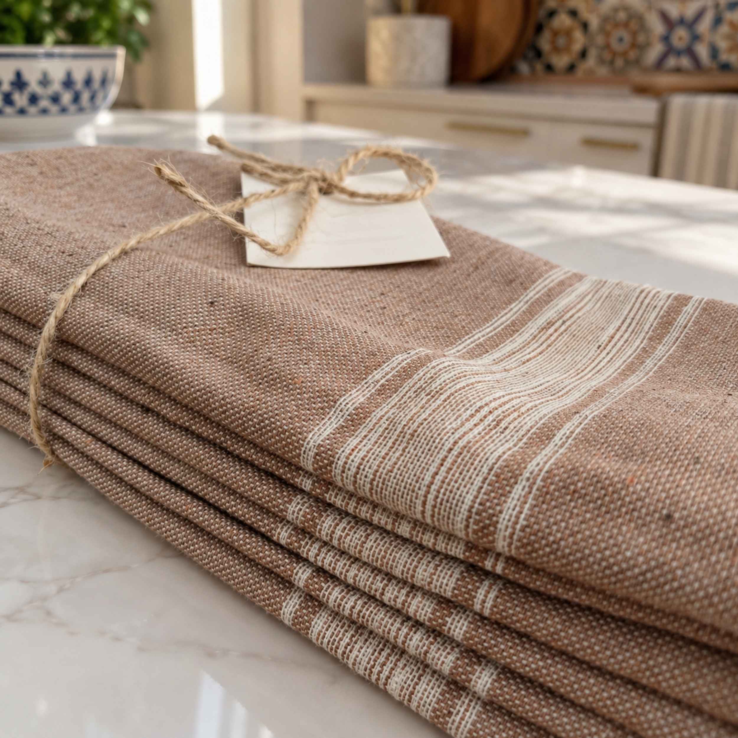 Serviette de Table Héritage – Coton Brun Cacao | TysandCo