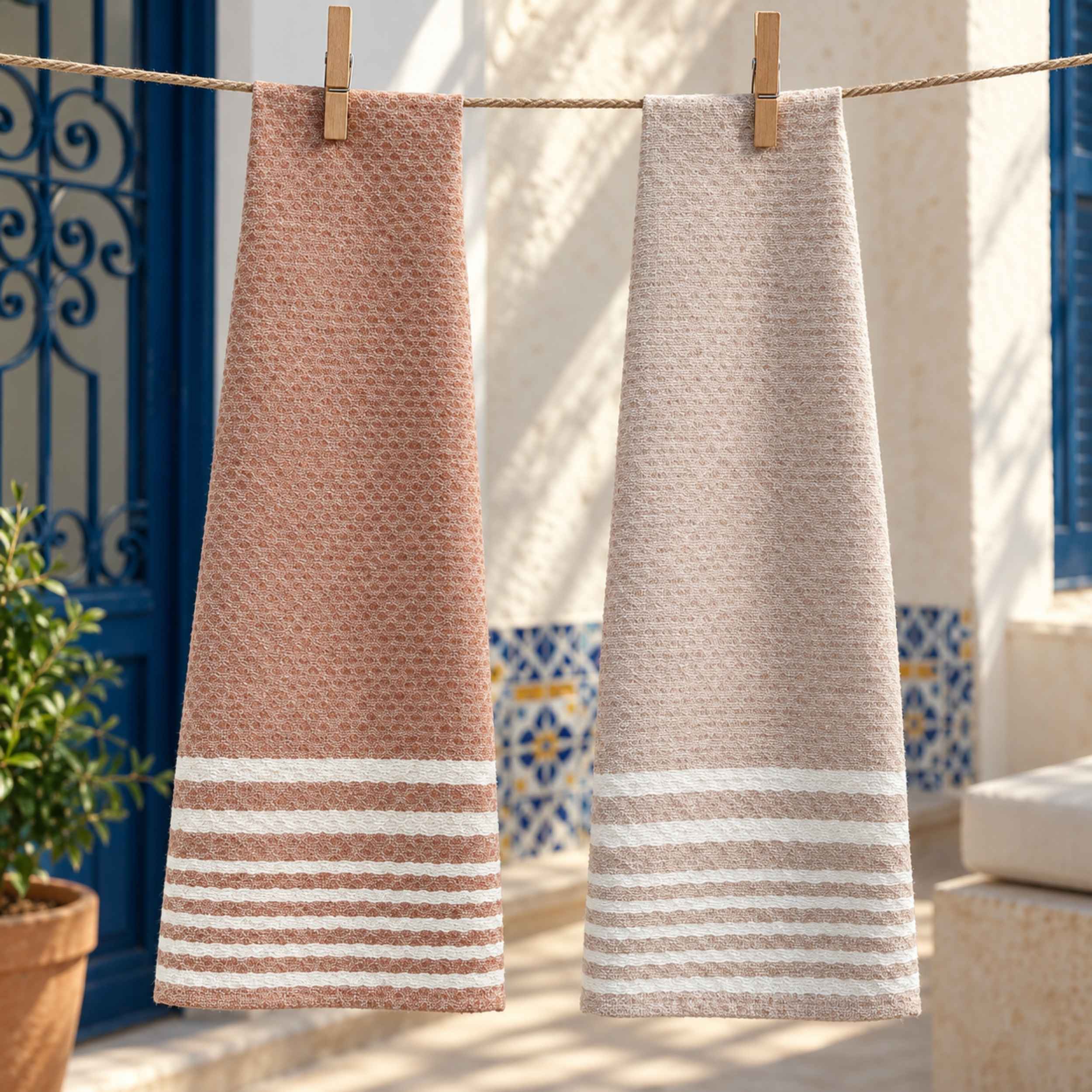 Serviette de Table Linéa – Coton Brun Cacao, Grège | TysandCo