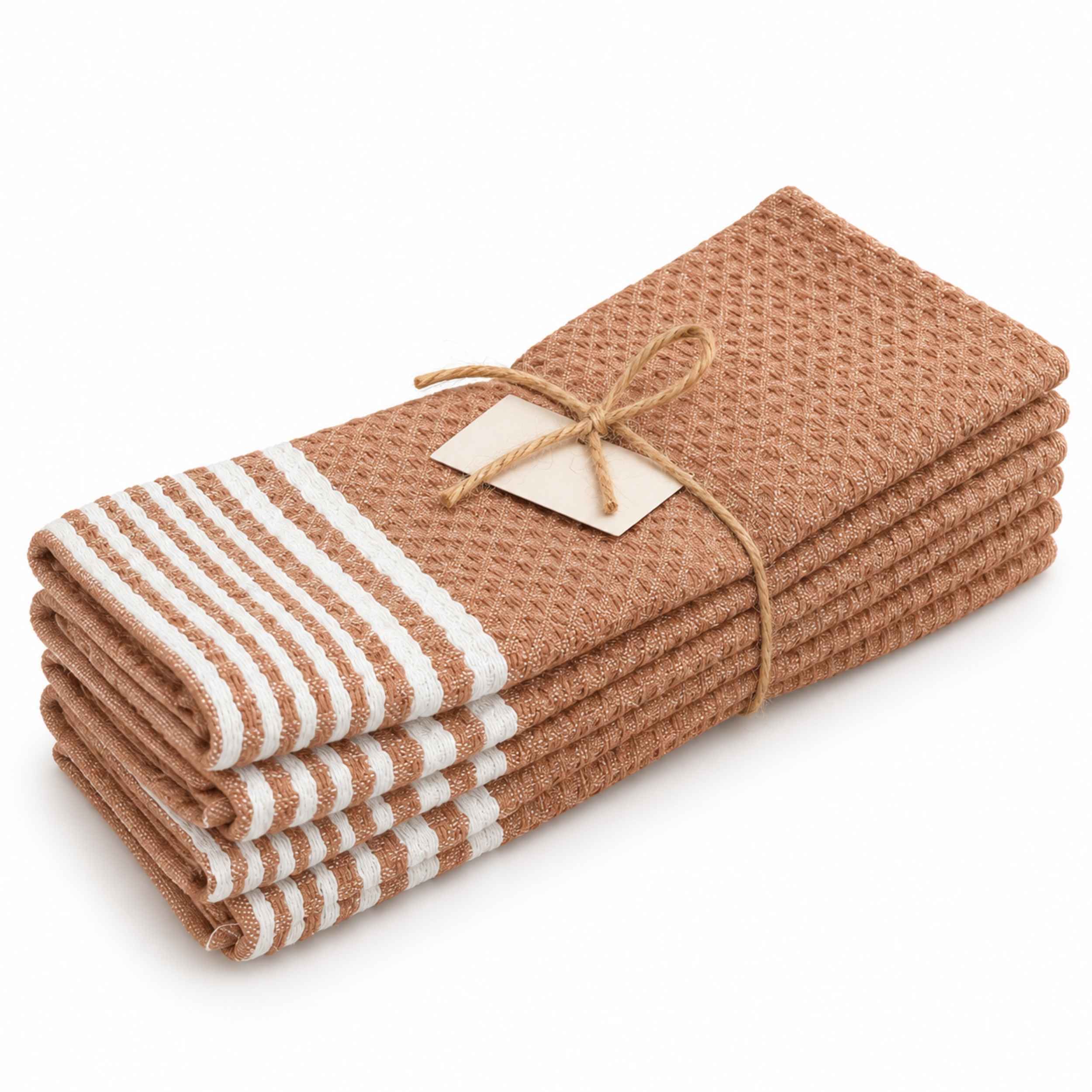 Serviette de Table Linéa – Coton Brun Cacao, Grège | TysandCo
